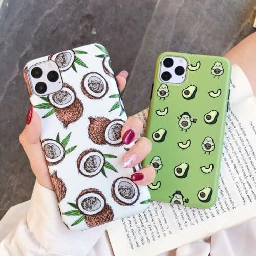 Fruit Coconut Avocado Phone Case For iphone 11 12 Mini Pro Max SE2020 XS MAX XR X 7 8 Plus Case Luxury Silicone Soft Back cover