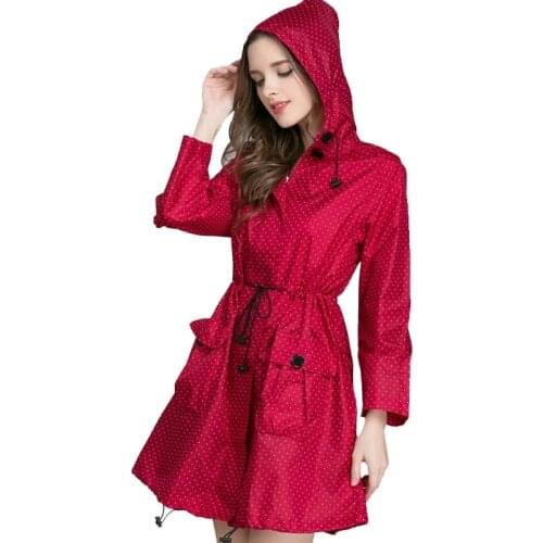 New Fashion Women Raincoat With Hat Foldable Cuffs Laydies Dress Style Light Rain Coat Waterproof Men Rainwear Windproof Jacket