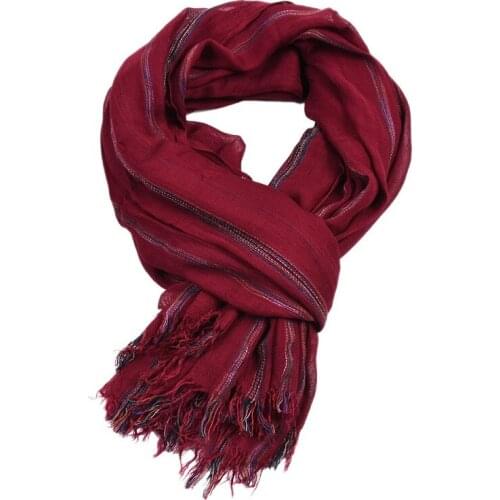 Cotton Linen Mens Scarves Winter Womens Poncho Fringe Womens Muslim Hijabs Stripe Fringe Scarves Shawl Stole Cachecol Wraps