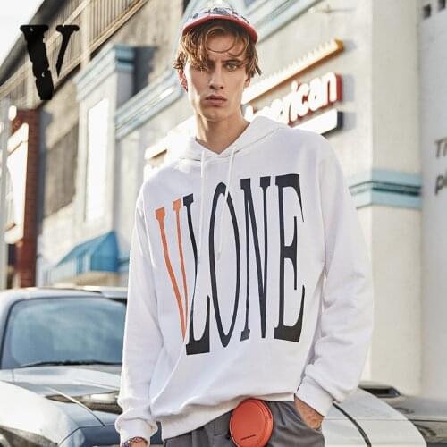 VLONE Hoodies Sweatshirts street hip-hop orange big V loose pullover men women