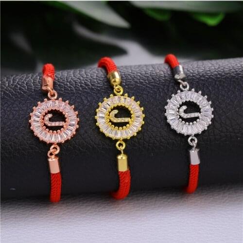 Juya Wholesale Letter Bracelet Supplies For Women Men Handmade 26 Alphabet Bracelets Red String Adjustable Chain Charm Bracelets