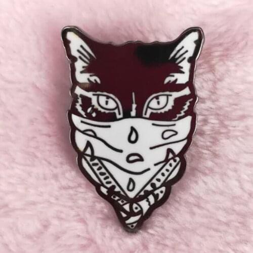 Gangster cat enamel pin cool punk jackets backpack accessory