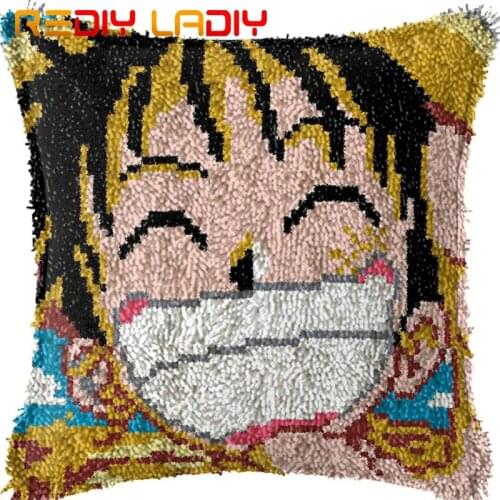 Latch Hook Cushion Laughing Pirate Printed Canvas Cushion Cover Acrylic Yarn Crochet Pillow Case Kit Hobby & Crafts Home Decor