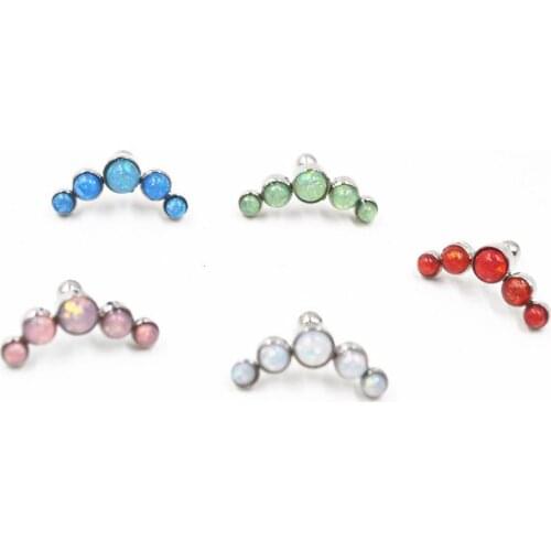 Lot50pcs Body Jewelry- Opal Gems Ear Studs/Earring Stainless Steel Helix Bar Upper Earring Body Piercing