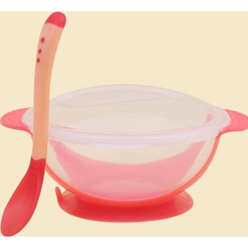 Temperature Sensing Feeding Spoon Child Tableware Food Bowl Learning Dishes Service Plate/Tray Baby Dinnerware Set