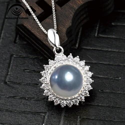 MADALENA SARARA 925 Sterling Silver and AAA Freshwater Pearl Pendant Necklace Lace Fashion