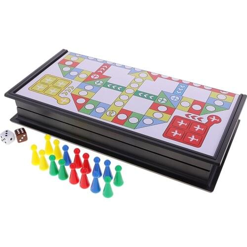 Magnetic Foldable Flying Chess Board W/ Pieces Dice For Children Kids Gift