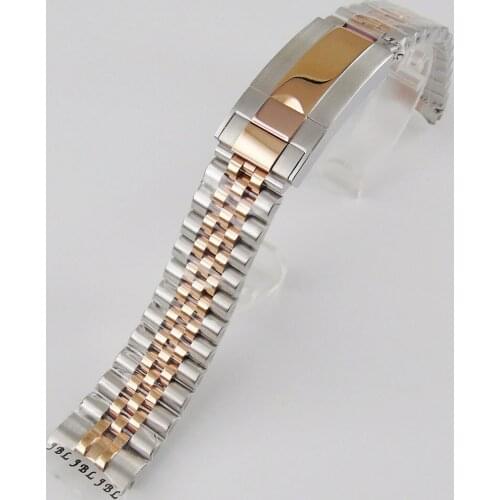 Nologo Fashional 20mm width Lugs Watch Bracelet Watch Band Watch Strap Middle Rose Gold Coated