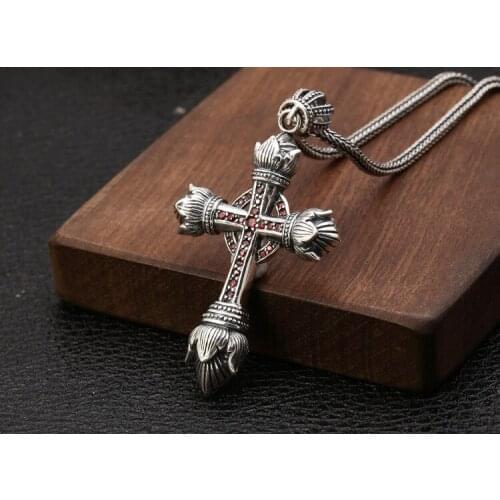 925 sterling silver crown cross mens Pendant charm Jewelry A5587