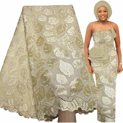 Fabricbob Latest White Cotton Swiss Voile Lace Fabric 2021 High Quality Nigerian Party Rhinestone Embroidery African Lace Fabric