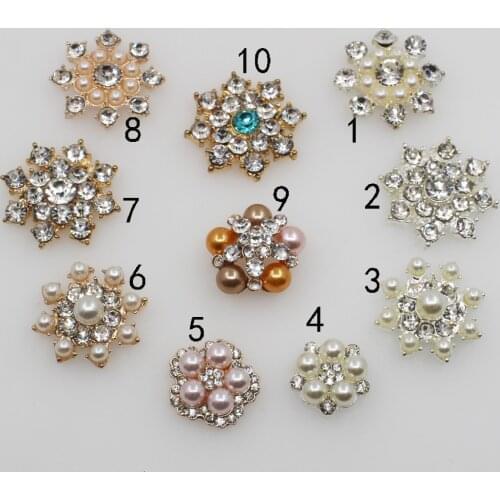 Fashion New 10pc mixed size rhinestone pearl buttons Wedding Decoration Flatback clothing metal scrapbooking crafts Accessories