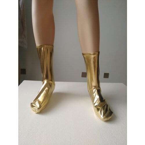New spandex gold black Shiny Metallic Costumes Cosplay Party Halloween Foot cover sleeve Socks