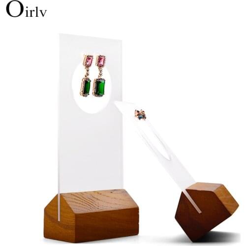 Oirlv Solid Wood Earring Display Stand Showcase Jewelry Display Stand Earrings Acrylic Organizer Holder for Jewelry Exhibition