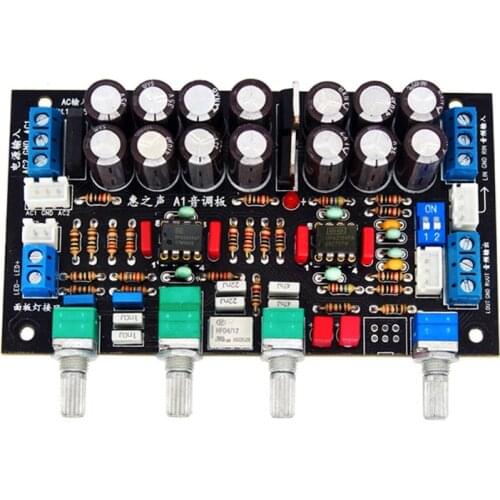 TZT A1S HiFi Preamp Tone Board Tone Control Board 4 Knobs Top Version In-Line OPA2134+OPA2604
