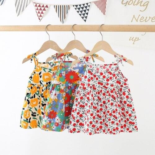 Girls' dresses 2021 Summer New Sleeveless Cotton Childrens Princess Dress Baby Beach Dress
