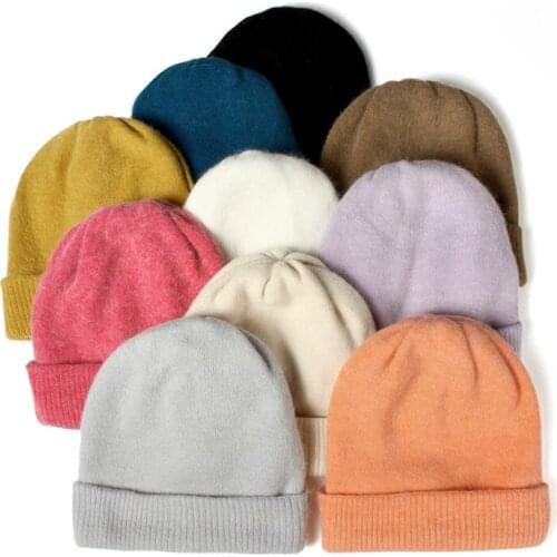 VISROVER Winter Hat Beanies Solid Color Real Rabbit Fur Skully Luxury Brand Bonnet Woman Soft Warm Skullies Female Cap Wholesale