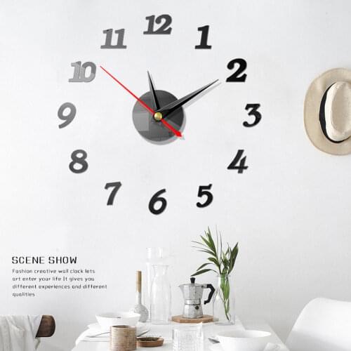 Modern Large Wall Digital Clocks 3D Mirror Sticker Unique Big Number Watch Art 3D DIY Acrylic Decor For Home Office Kids Room