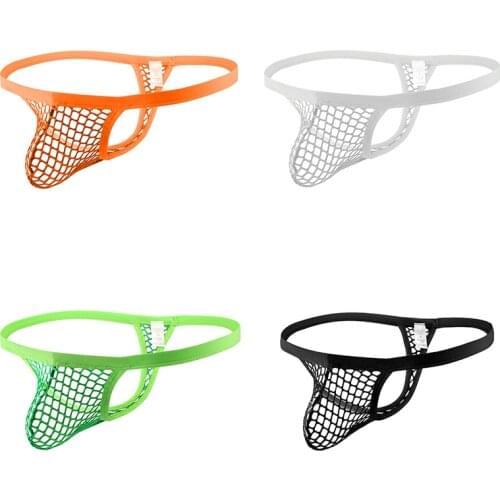 Sexy Mens Fishnet Mesh T-Back See-through Sheer Underpants Breathable And Comfortable G-String Thongs Underwear Male Panties