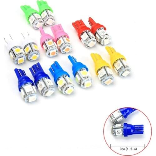 LED Car Light Bulb T10 5 SMD W5W/147/152/158/159 Car Indicator Signal Clearence Lights Tail Lamp Bulbs Replacement Parts 10 Pcs