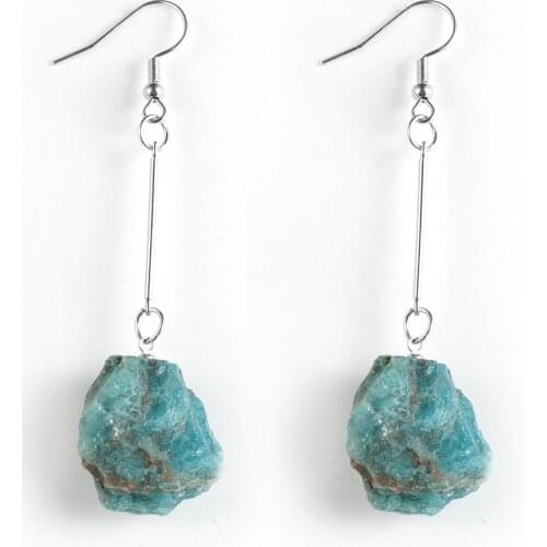 Natural Blue Apatite Labradorite Dangling Earring Hoops Irregular Tiger Eye Amethysts Crystal Gem Stone Hanging Earrings Jewelry