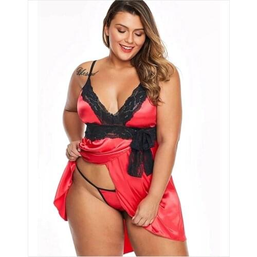 Sexy Large Night Dress Ladies Sleeveless Nighties V-neck Nightgown Sexy Women Plus Size Nightdress Lace Sleepwear Nightwear