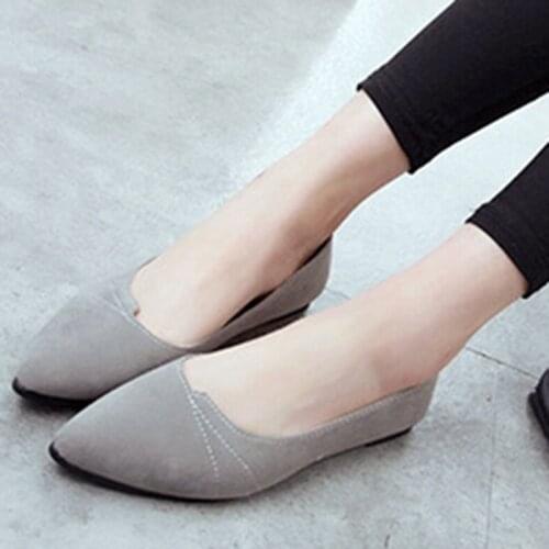 2019 Women Shoes Flock Ballet Flats Female Spring Shoes For Work Cloth Flats Sweet Loafers Slip On Womens Flat Shoes