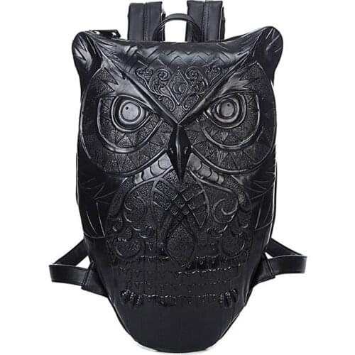 Women Backpack Stylish Cool Black PU Leather Owl Backpack Female Hot Sale Women Bag bagpack for girls