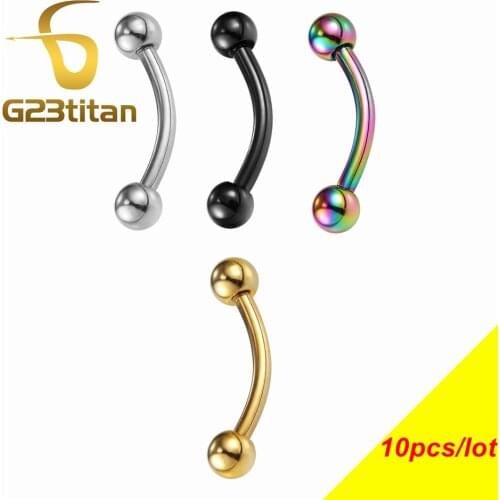G23Titan 16G Basic Small Belly Piercing Curved Barbell Earplugs Piercing Unisex Body Jewelry Wholesale 10 pcs\lot