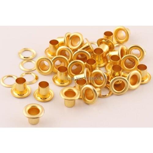 100pcs/lot 8*4*6mm Grommets Eyelets round shape gold color eyelet with washer for garment belt bag shoes diy accessories