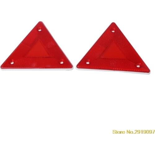 2 Pcs Triangle Warning Reflector Alerts Safety Plate Rear Light Trailer Fire Truck Carping Support