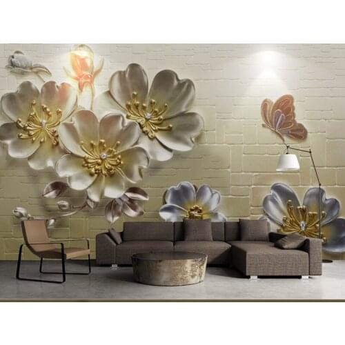 3d Papel Murals Butterfly Flower Wallpaper for Living Room Sofa Background 3d Photo Murals 3d stone Wall paper 3d stickers