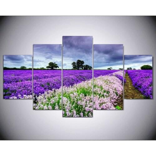 5 panels Red and white lavender flower Modern Home Canvas Art HD Print Painting Wall Picture For Home Decor IM-452