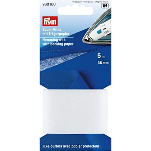 968180 Germany PRYM Hemming web with iron-on backing paper, 38mm, white, 5m