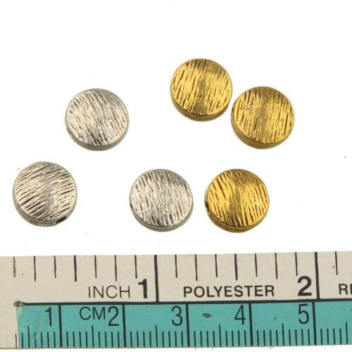 DIY Antique Beads Bracelet Necklace Round Flat Wood Design Vintage Silver Wholesale Fashion Metal Jewelry Findings 10*5mm 30Pcs