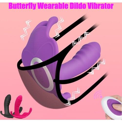 Butterfly Wearable Dildo Vibrator for Women Masturbator Remote Control Vibrating Pantie G-Spot Clitoris Stimulator Adult Sex Toy