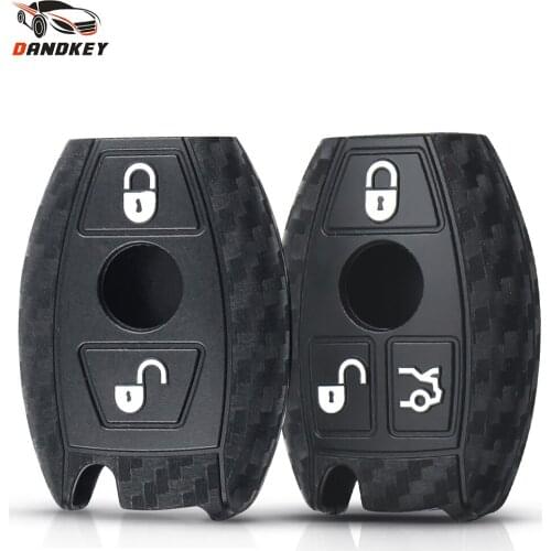 Dandkey For Mercedes benz CLS CLA GL R SLK AMG A B C S Carbon Silicone Car Remote Key Fob Case Holder Cover Protective Shell