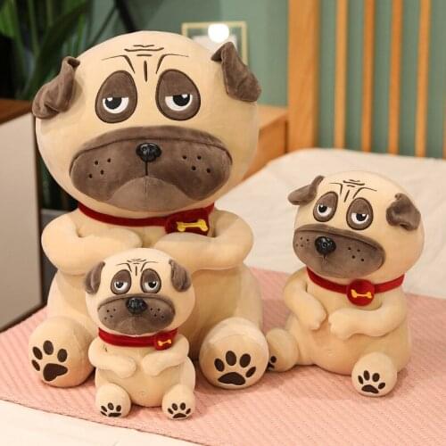 23-53CM Simulation Dog Plush Toys Soft Stuffed Lifelike Animal Shar Pei Pug Doll Sleep Pillow For Children Baby Birthday Gifts