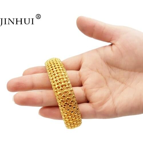 Jin Hui New Fashion Gold Color Wedding Bangles for Women Bride Can OPen Bracelets Ethiopian/france/African/Dubai Jewelry gifts