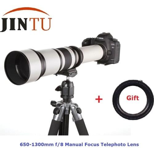 JINTU 650-1300mm f/8-16 Professional Supper Telephoto Zoom Lens for Canon T1I XT XTI XS XSI 6D 60D 70D 5DIII 90D 750D 650D 800D