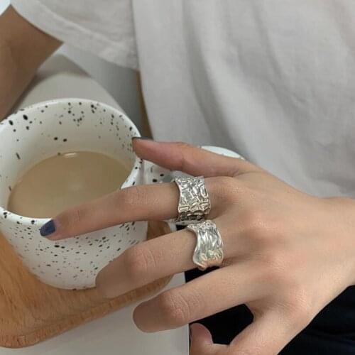 Irregular Wave Curve Wide Index Finger Opening Rings For Women Couple Cold Wind Fashion Trend Jewelry Party Gift SAR370