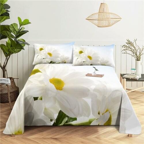 Beautiful Flower 0.9/1.2/1.5/1.8/2.0m Digital Printing Polyester Bed Flat Sheet With Pillowcase Print Bedding Set