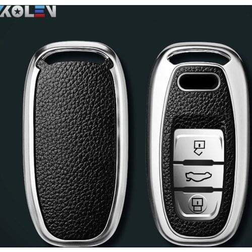 Leather+TPU Car Remote Key Cover Case Shell For Audi A1 A2 A3 A4 A5 A6 A7 A8 Q3 Q5 Q7 Quattro Keyless Accessories Car Styling