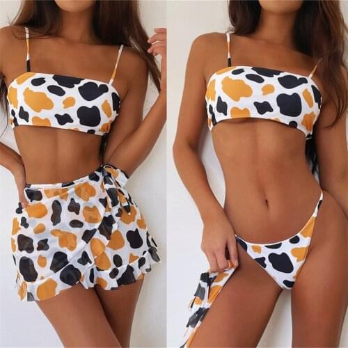 Bikinis 2021 mujer 3 Piece Bathing Suit High Waist Push Up Swimsuit Printed Swimwear Women Brazilian Biquini Summer Beachwear