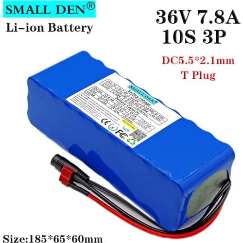 36V 7.8ah 18650 Li-ion battery pack 10S3P 500w 7800mAh DC 42V Electric bicycle Motorcycle Scooter battery with BMS + XT60/T Plug