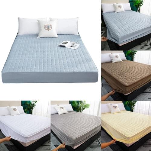 Washable Cover Breathable Solid Color Mattress Cover Embossed Quilted Waterproof Mattress Cover with Elastic Band