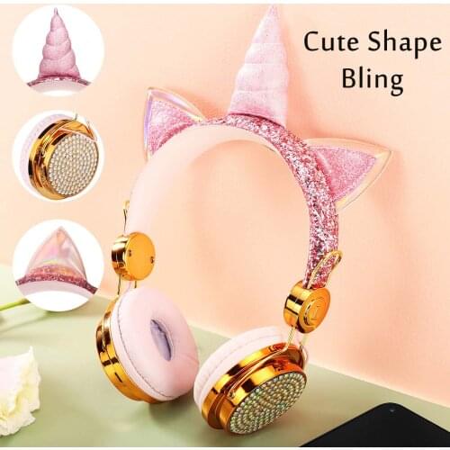 Cartoon Headphone bluetooth Wireless Computer Earphone Girls Music Phone Headset Microphone Daughter Kids Cute Shape