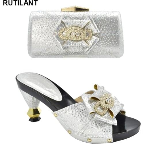 New Italian Shoes with Matching Bag Set Decorated with Appliques African Shoes and Bags Matching Set Elegant Italian Women Pumps