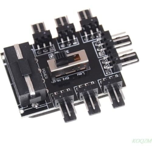 1 To 8 Way Splitter Cooler Cooling Fan Hub 3pin 12V Power Socket PCB Adapter 2 Level Speed Control PC Computer IDE Molex