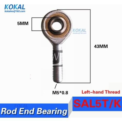 [SAL5T/K] high quality fish eye left-hand male thread inner 5mm metric rod ends joint bearing SAL5T/K POSAL5 SALKB-5F rod ends