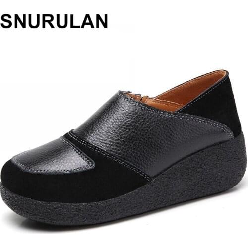 SNURULANAutumn women flat shoes woman platform suede sneakers leather woman shoe without lace flat heels creepers moccasins shoe